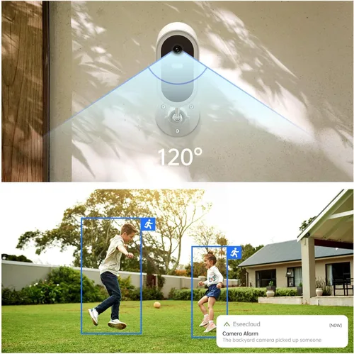 Miniatura 5 de Cámaras de seguridad inalámbricas para exteriores, cámara WiFi alimentada por batería 2K con detección de movimiento AI, alarma de sirena de foco
