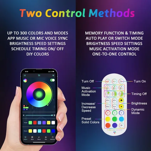 Miniatura 5 de Ehaho 1 paquete de 1 pie de luces de látigo, luz de látigo LED con aplicación y control remoto, látigos iluminados RGB en espiral persiguiendo