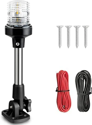 Young Marine - Luz de anclaje para barco, LED blanca plegable de 3 millas náuticas, para popa, para pontón y barco de pesca, LED blanca de 360°