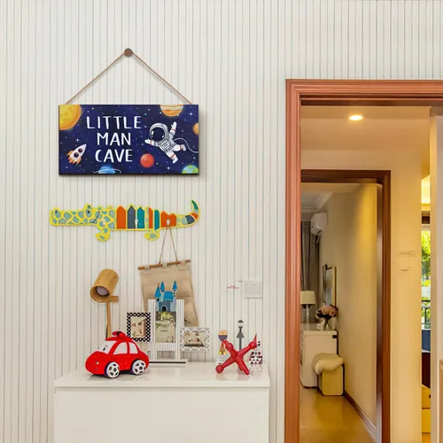 Miniatura 4 de ZIEYOMI - Letrero de cueva de hombre pequeño, decoración de habitación de niños, decoración de habitación de niños con temática de astronauta