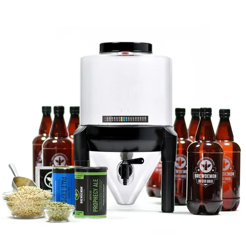 Kit de fabricación de cerveza premium con botellas, no requiere AIRLOCK ni sifón, fermentador cónico elimina los sedimentos y hace una cerveza de