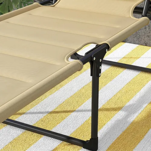 Miniatura 9 de Outsunny Sillón para exteriores, respaldo ajustable, tumbona plegable, silla de bronceado acolchada con techo parasol y reposacabezas de almohada