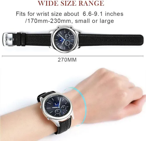 Miniatura 5 de Correas de reloj de 0.866 in de piel auténtica compatibles con Samsung Galaxy Watch 3 1.772 in/Galaxy Watch 1.811 in/Gear S3 Frontier/Classic