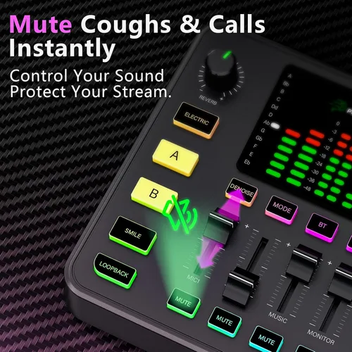 Miniatura 5 de Paquete de equipo de podcast, mezclador de audio con micrófono dinámico para PC, juego de equipos de juegos para grabación de podcasts, cambiador