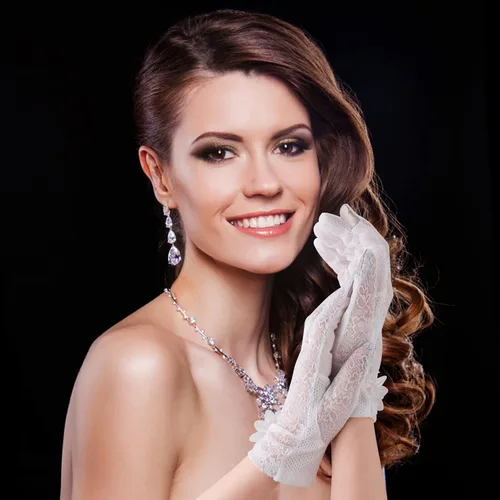 Miniatura 6 de Guantes florales de encaje para mujer, guantes de fiesta de té, novia y boda para ópera, graduación, Halloween y cosplay