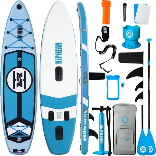 Miniatura 25 de Niphean Tabla de remo inflable (extra grande) para 2+1 personas/familia, capacidad de 500 libras, tabla de remo con accesorios de SUP, tabla de remo