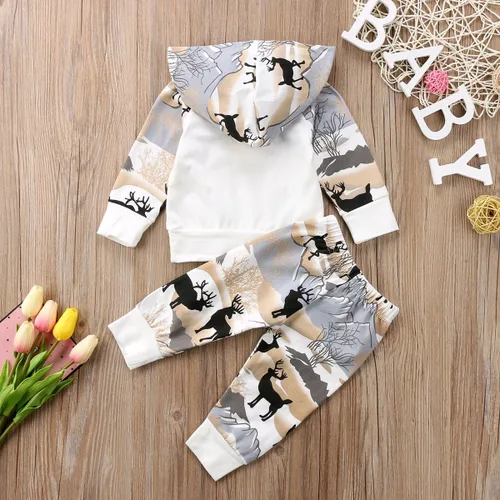 Miniatura 7 de Conjunto de 2 piezas de sudadera con capucha para bebé y niño, diseño de dinosaurio. Atuendo de otoño e invierno.