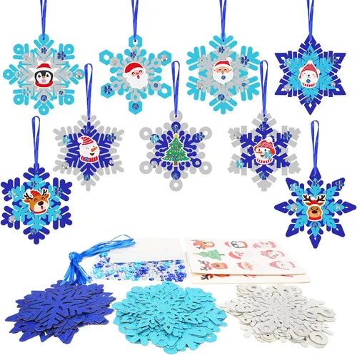 Miniatura 13 de Fennoral Paquete de 12 manualidades de renos para niños Haz tus propios stickers de espuma de reno Adorno DIY Artes y manualidades de Navidad