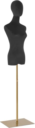 Cuerpo de maniquí femenino Forma de vestido de tela de lino Manikin Torso con cabeza desmontable Altura ajustable Soporte de metal, para coser ropa,