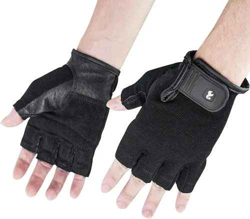 Miniatura 4 de Luwint Guantes de entrenamiento para hombre, guantes de ejercicio acolchados SBR de cuero para levantamiento de pesas, transpirables, ajuste cómodo