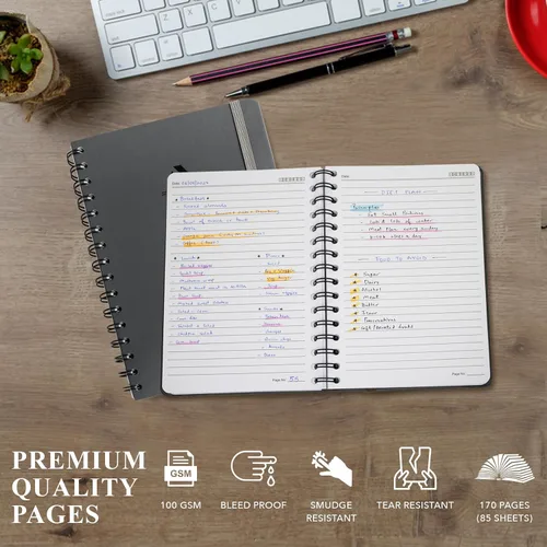 Miniatura 5 de Nextnoid Cuaderno de espiral forrado para mujeres y hombres, tamaño A5 (5.8 x 8.3 pulgadas), 170 páginas, cuadernos de tapa dura para trabajo y toma