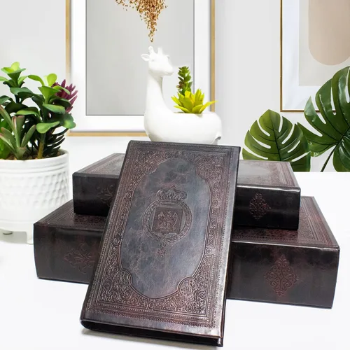 Miniatura 12 de Juego de 2 cajas decorativas en forma de libro, cajas de almacenamiento para baratijas y recuerdos, caja de almacenamiento en forma de libro