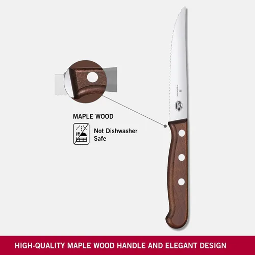 Miniatura 3 de Victorinox Juego de cuchillos de madera de 2 piezas de 4.75 pulgadas, hoja de punta de lanza dentada, asas de madera