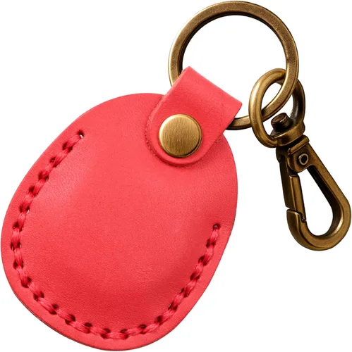 Miniatura 20 de Llavero de Airtag de cuero genuino, llavero portátil de Air tag con anillos para llaves, funda de cobertura oculta completa compatible con Airtag
