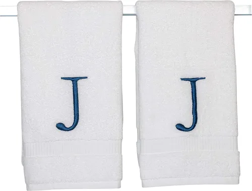 Miniatura 108 de Toalla de mano con inicial beige para baño, toalla bordada decorativa de calidad de hotel de lujo con monograma para tocador, spa, certificado