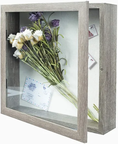Miniatura 11 de Muzilife Marco de Fotos Caja de Sombra de 11 x 11 pulgadas - Vitrina Cuadrada de Madera y Vidrio con Interior Profundo de 2.16 pulgadas, Lista