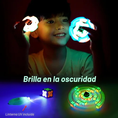 Miniatura 8 de TOSY Spinner Fidget Magnético que Brilla - 16 Bloques, Juguete 3 en 1: Spinner Fidget Transformable, Cubo Infinito/Rompecabezas, Brillante, Rellenos