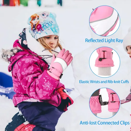 Miniatura 6 de Unigear Guantes de esquí para niños, impermeables, para invierno, clima frío, snowboard y snowboard, se adaptan tanto a niños como a niñas