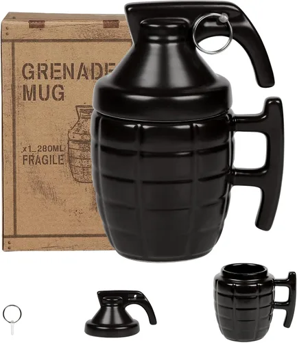 Taza de té de café de cerámica de moda, taza especial fresca 3D, diseño de granada fresca, taza de té duradera, tazas atractivas, regalos de Negro