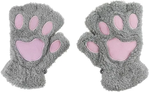 Miniatura 73 de Guantes de garra para disfraz de Halloween, medio dedo, lobo, oso, gato, guantes, guantes de piel sintética para mascarada, cosplay, utilería de mano