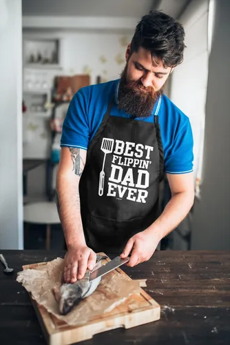 Miniatura 4 de VAGAVY 100% Algodón, Delantales Negros Divertidos para Hombres, Papá, Esposo - Cumpleaños, Día del Padre, Regalos de Parrilla para Papá, Esposo.