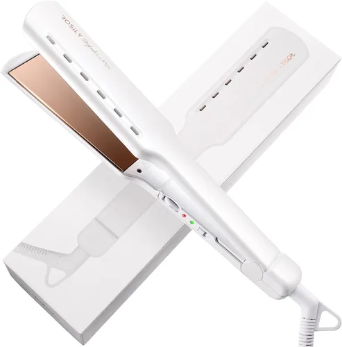 Miniatura 7 de ROSILY Plancha plana Nano Titanium Plancha de pelo de 1.75 pulgadas de ancho, doble voltaje 100-240 V, temperatura ajustable adecuada para todo