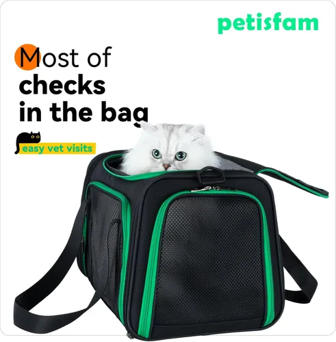 Miniatura 3 de Transportador suave para gatos medianos y perros pequeños con cama acogedora, 3 puertas, entrada superior, aprobado por aerolíneas, a prueba