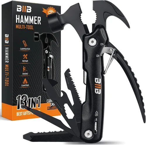 BIIB - Regalos para hombres, martillo 13 en 1, accesorios de campamento multiherramienta, regalos para hombre, regalos para él, papá, novio, regalos