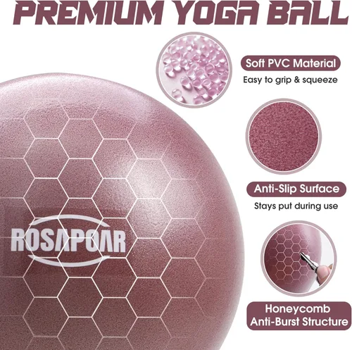 Miniatura 4 de ROSAPOAR Pelota de ejercicio pequeña – Mini pelota de pilates de 9 pulgadas, pelota de yoga antiestallidos para estiramiento y entrenamiento