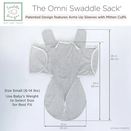 Miniatura 8 de SwaddleDesigns Saco de Envolver Omni de 6 Vías con Brazos Arriba para Recién Nacido, Más Opciones para Calmar el Reflejo de Moro, Mejora el Sueño