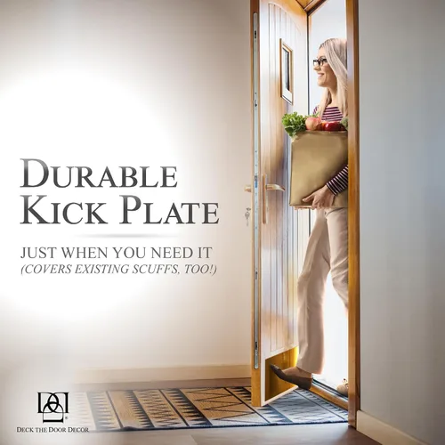 Miniatura 4 de Deck the Door Decor Placa para puerta – Aluminio anodizado – Montaje con tornillo – Negro satinado, níquel satinado, latón brillante y acabado