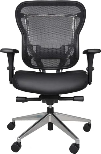 Miniatura 4 de Oak Hollow Furniture Aloria Series - Silla de oficina ergonómica ejecutiva para computadora, cojín de asiento de piel auténtica, respaldo de malla