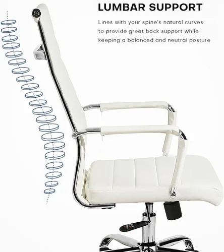 Miniatura 4 de Our Modern Space Silla de escritorio ejecutiva acanalada con respaldo alto y soporte lumbar ergonómico, ruedas giratorias, ruedas multisuperficie