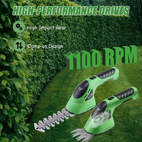 Miniatura 5 de Lichamp CGS-3602 CGS-3602 - Cortadora de setos eléctrica de mano 2 en 1 con batería recargable para jardín y césped, CGS-3602 Verde