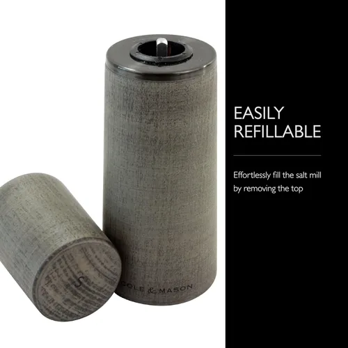 Miniatura 5 de Cole & Mason Marlow - Molinillo de sal de madera gris rústico, molinillo de sal equilibrado, herramientas de especias recargables, ajustes