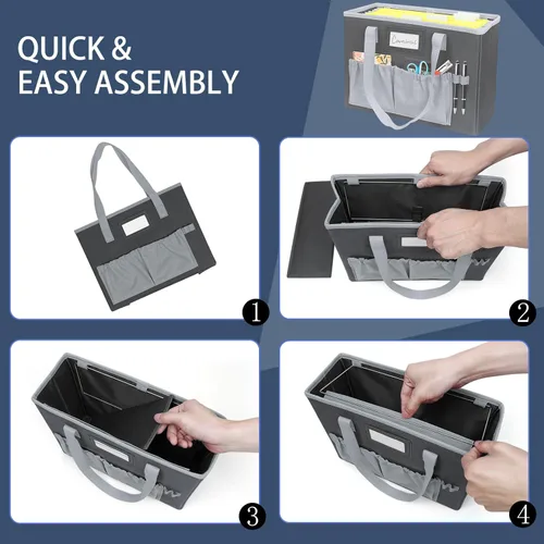 Miniatura 5 de abcxgood Caja organizadora de archivos de escritorio, caja de archivos plegable para colgar, organizador de almacenamiento de documentos de oficina
