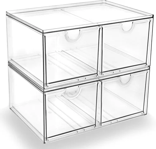 Miniatura 10 de Prsildan - Organizador de cajones acrílico para maquillaje con 3 cajones, almacenamiento transparente apilable para biberones, manualidades, joyas