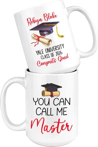 Miniatura 14 de Taza de viaje de graduación personalizada, Trust Me I Have A Master's Degree Destiny - Taza de café blanca, taza de café de graduación de 11 onzas