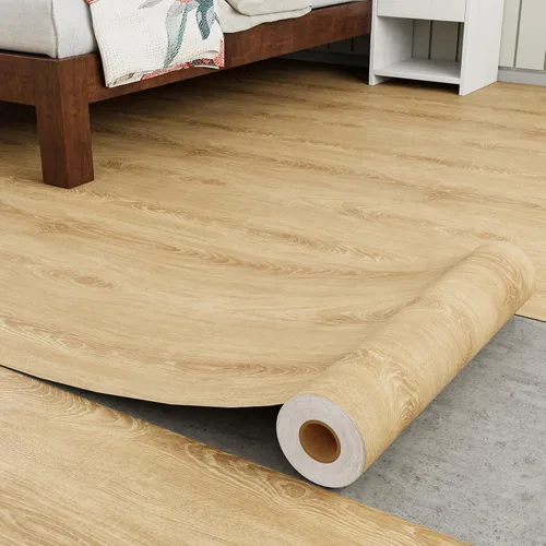 Miniatura 11 de Homease Piso de Vinilo con Grano de Madera 15.7" x 118" Rollo Marrón, Azulejos de Piso Autoadhesivos Impermeables, Superficie Extra Resistente al