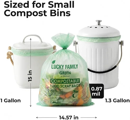 Miniatura 2 de Bolsas de basura compostables para contenedores de compost de cocina, bolsas de compost pequeñas de 1.3 galones para contenedor de encimera, bolsas