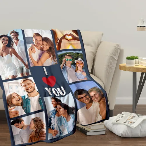 Miniatura 2 de SalaGraphics Manta personalizada con fotos, texto, regalos personalizados para parejas, mantas con fotos con mis propias fotos, mantas 8 Fotos