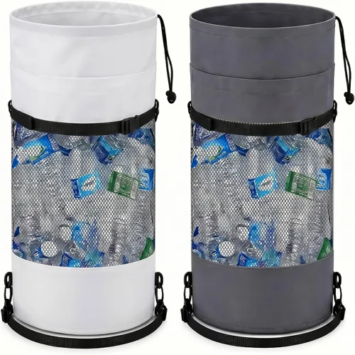 Miniatura 8 de Paquete de 2 accesorios portátiles para barcos, bolsas de basura de malla, contenedor de basura para barco, kayak, cámper, pesca, cabina, Blanco
