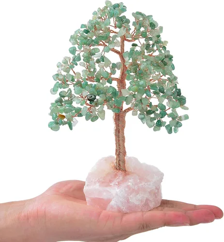 Miniatura 8 de KALIFANO Amatista natural prémium (414 piedras preciosas) Árbol de cristal de chakra con base de cuarzo rosa con propiedades curativas, árbol