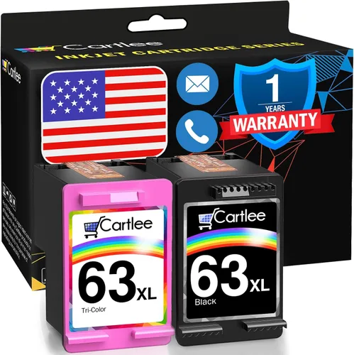 Cartlee Cartucho de tinta remanufacturado de repuesto para cartuchos de tinta HP 63xl negro y paquete combinado de color para cartuchos HP 63 para