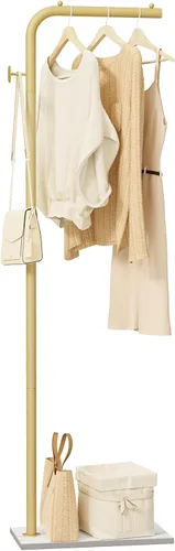 Miniatura 10 de OUTBROS Perchero de abrigos, perchero de ropa portátil en forma de L con gancho, perchero moderno, perchero de ropa de metal resistente