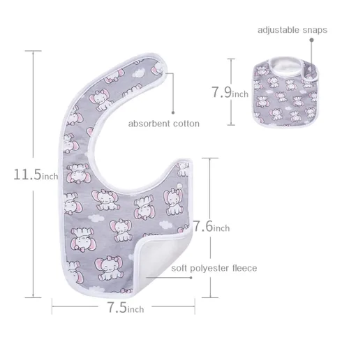 Miniatura 2 de Paquete de 7 baberos de algodón absorbentes para bebés, para babeo y dentición Multi03
