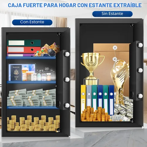 Miniatura 4 de Caja de seguridad de 23.62 pulgadas de alto, caja fuerte para el hogar de 4.4 pies cúbicos con bolsa impermeable ignífuga, caja de seguridad digital