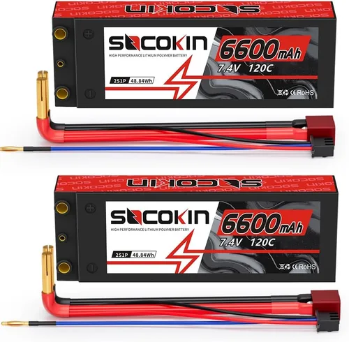 Miniatura 7 de 2S Lipo Batería 7.4V 50C 2200mAh Lipo Batería con conector TR Enchufe Suave Estuche Shorty para RC Car Truck Boat Truggy FPV Drone Quadcopter UAV