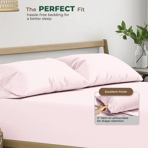 Miniatura 4 de THREAD SPREAD Juego de 2 fundas de almohada 100% de algodón orgánico tamaño reina/estándar - Funda de almohada de percal de algodón orgánico ultra