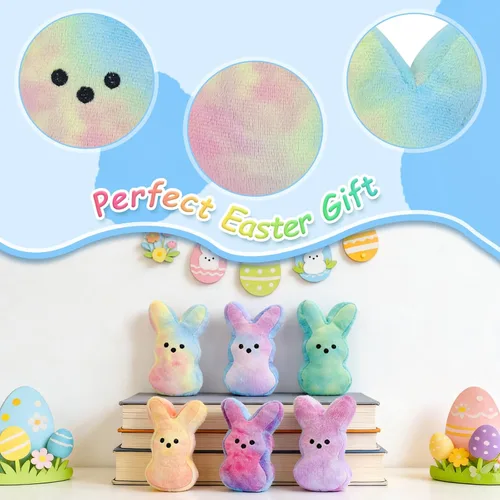 Miniatura 5 de vizethru 12 juguetes de peluche de conejo de Pascua, juguetes de relleno de cesta de Pascua para niños, animales de peluche de conejo, regalos